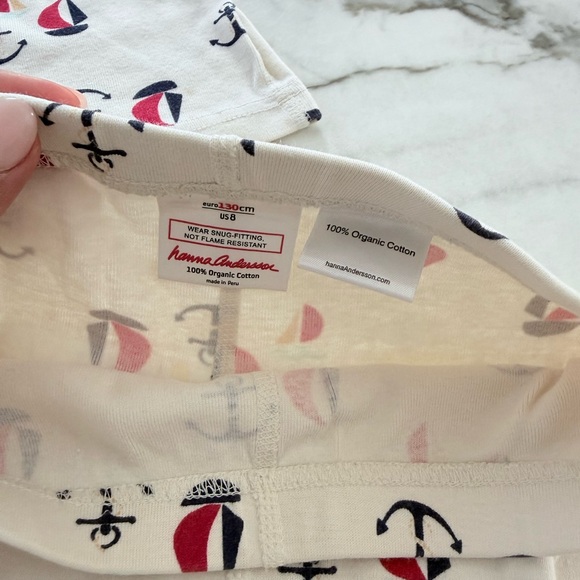 Hanna Anderson Kids Sailboat Anchor Pajama Set - Cream with Navy & Red - Picture 2 of 5